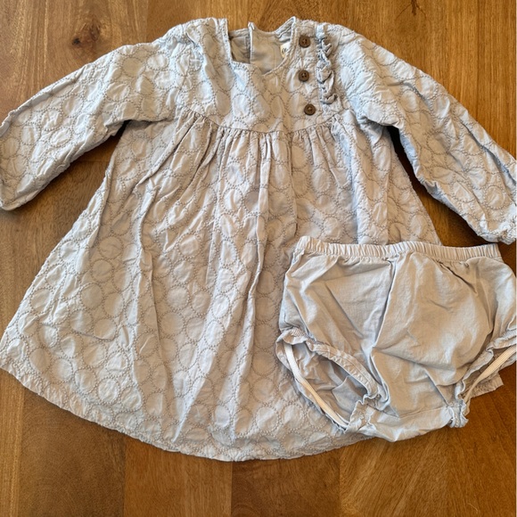 Oliver & Rain 12mo Gray Embroidered Dress - Picture 1 of 4